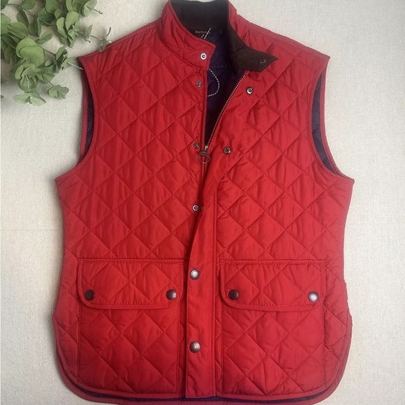 Barbour Lowerdale Gilet Diamond Quilted Vest Full Zip Red Men’s Size L EXC - Picture 2 of 16